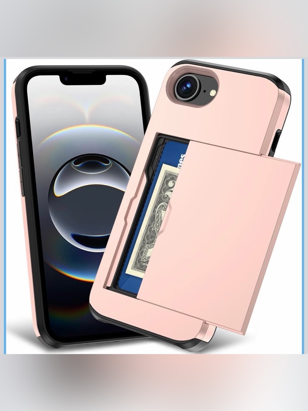 Slim Protective Phone Case with Card Slot - Pink